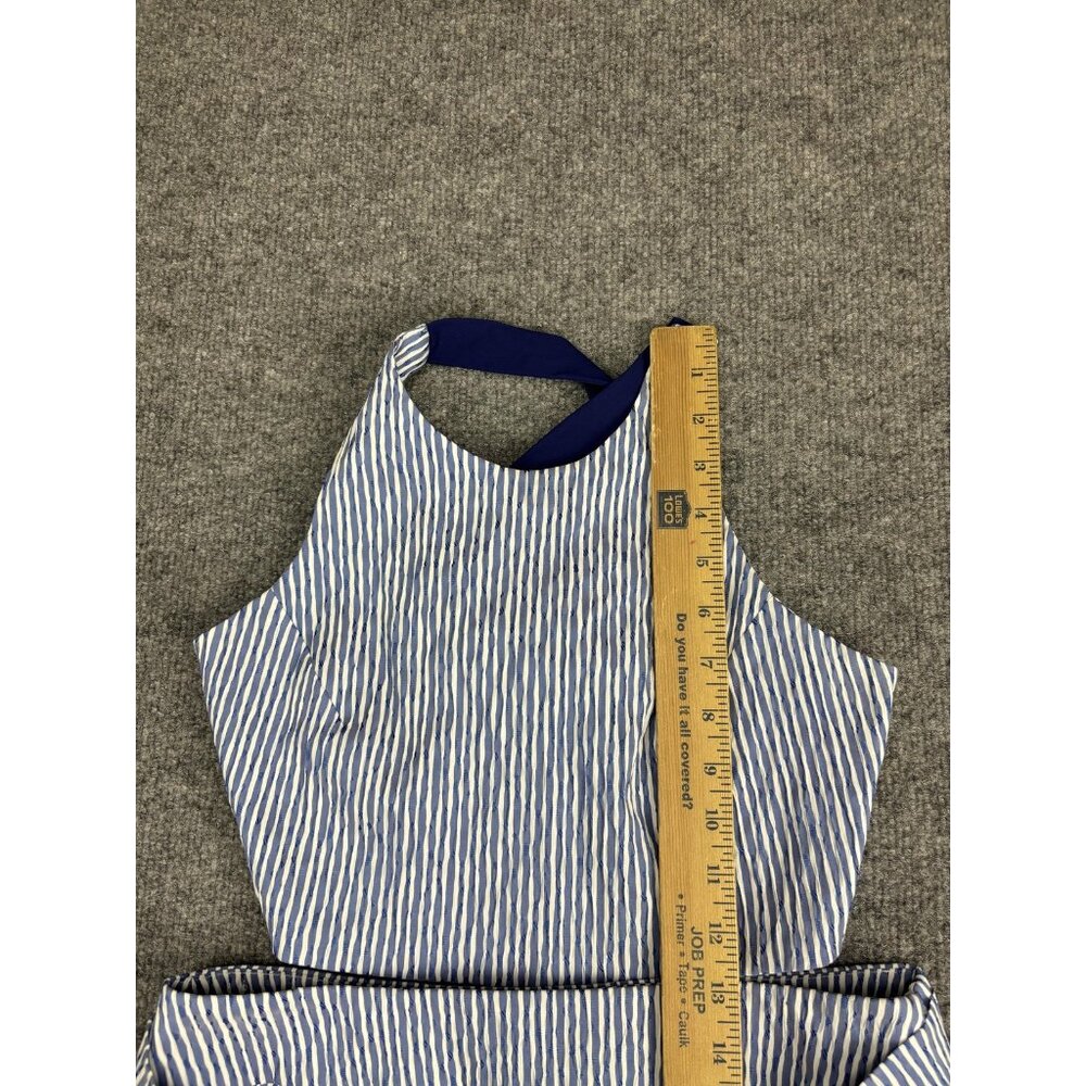 Flagpole NYC Dress Womens Medium Blue White Stripe Colorblock Kate Belted Maxi - Picture 3 of 12